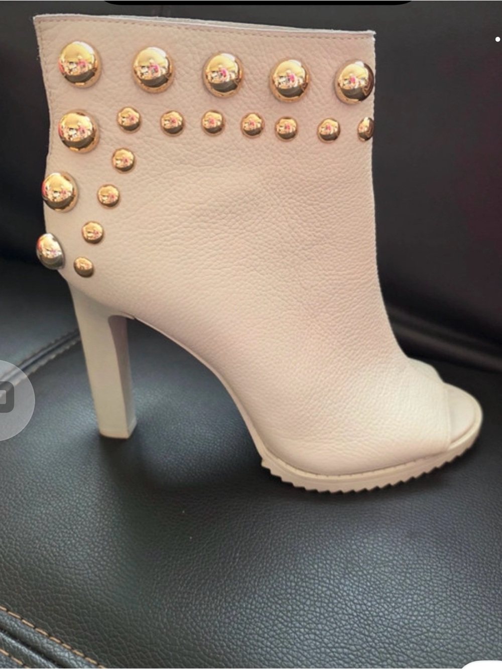 Women’s Beige Open-Toe Studded Ankle Boot